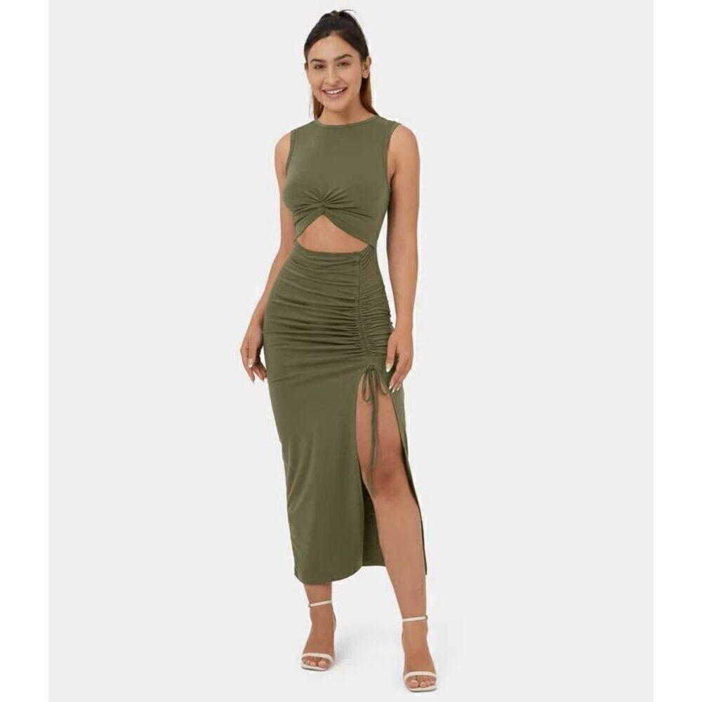 Halara Cutout Ruched Midi Dress
